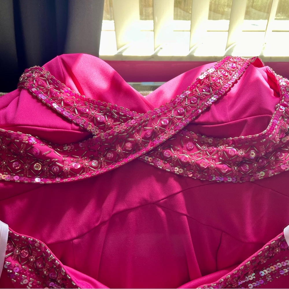 Beautiful evening dress pink and green - Picture 8 of 9